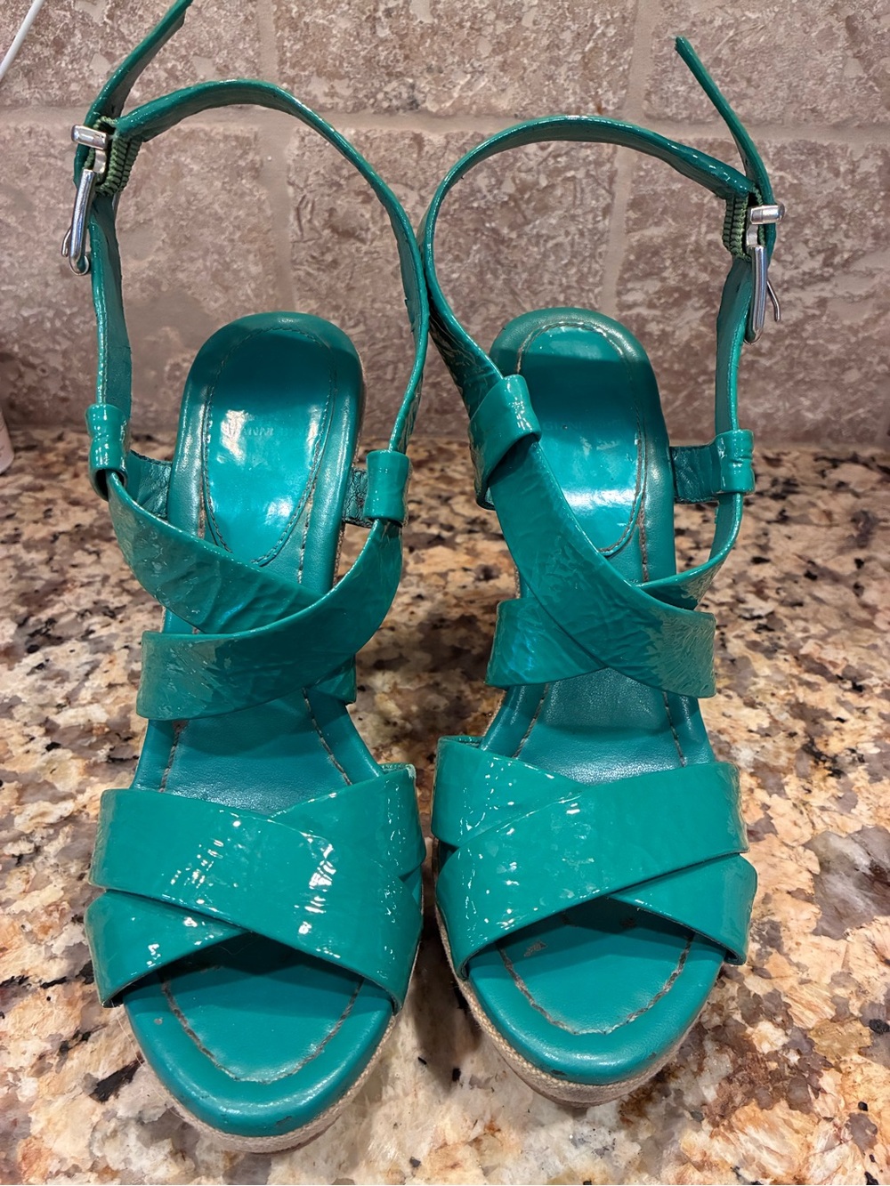 Gianni Bino Teal Women’s Strappy Heel Sandals Size 5.5 Vintage Y2K